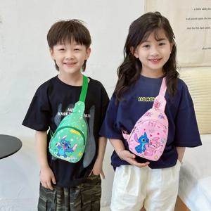 만화 미니 스티치 & 엔젤 슬링 체스트 백 애니메이션 크로스바디 수납 가방 숄더백 동전 지갑 할로윈 크리스마스 파티 선물