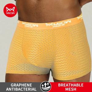 MiiOW 메쉬 통기성 남성 속옷 복서 얼음 실크 섹시한 남성 팬티 남성 속옷 플러스 사이즈 남자 복서 팬티 L-4XL 트렁크