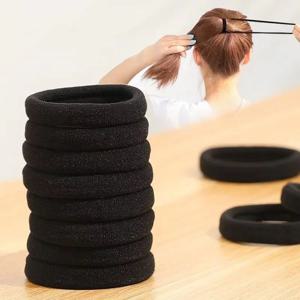 여성용 블랙 헤어 밴드, 고탄성 고무 헤어 타이, 포니테일 거치대 스크런치 액세서리, 4cm, 10 개, 60 개, 100 개