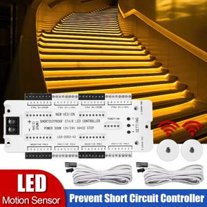 12V LED 계단 PIR 모션 센서 컨트롤러 24V 32채널 단일 색상 SMD COB 플렉시블 LED 스트립용 계단 야간 조명