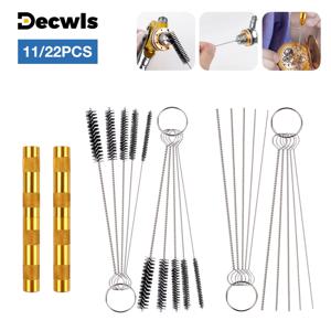 에어 브러시 스프레이건 깍지 청소 세트, 바늘 브러시 수리 도구, 스테인레스 스틸 핸들, 정밀 자동차 오토바이 키트, 11/22 개