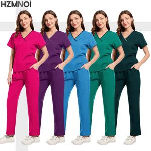 의사와 간호사 여성 도매 캐주얼 반팔 v 넥 스포츠 바지 애완 동물 병원 약국 치과 진료소 작업복 세트