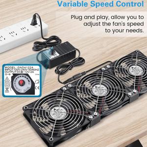 컨트롤러로 3000RPM 팬 냉각 120mm 12cm 12V 220V Btc 기계 섀시 워크스테이션 캐비닛 GPU VGA용 라디에이터 서버 팬