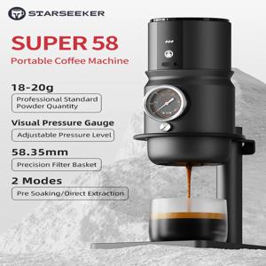 STARSEEKER Super58 휴대용 전기 에스프레소 머신 여행용 커피 메이커 캠핑카 커피 메이커 USB-C 브래킷 탬퍼