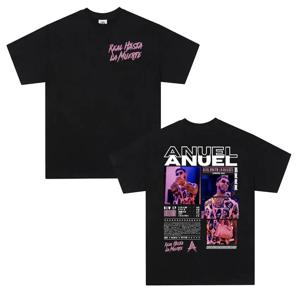 Rapper ANUEL AA Real Hastala Muerte Tour 2025 새 앨범 T 셔츠 남성 레트로 힙합 패션 코튼 반팔 티셔츠 streetwear