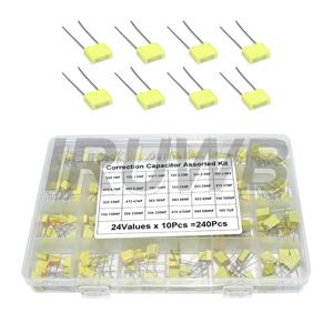 240Pcs 보정 커패시터 모듬 키트 24값 x 10Pcs 100V 102J-105J 폴리프로필렌 안전 플라스틱 필름 커패시터 세트