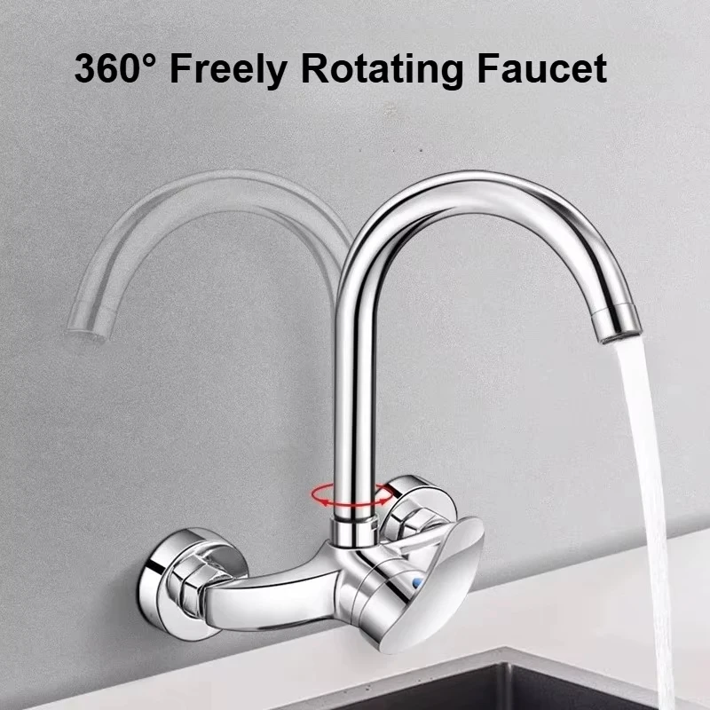 벽걸이 주방 수도꼭지, 냉온수 싱크대, 세면대, 발코니, 싱크대, 구리 혼합 밸브 수도꼭지