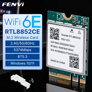 FENVI WiFi 6E RTL8852CE M.2 네트워크 카드 BT5.3 노트북 Win10/11 용 5400Mbps 트라이 밴드 2.4G/5G/6Ghz 무선 WiFi 수신기 어댑터