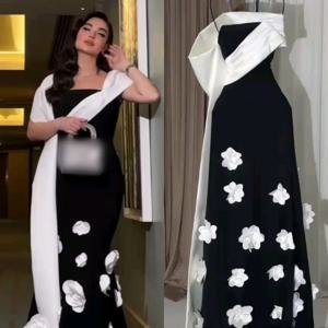 맞춤형 저지 아플리케 외장 오프 숄더 롱 드레스 맞춤형 행사 파티 클래식 사이즈 이용 가능