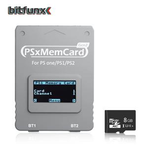 Bitfunx PSxMemCard Gen2 Store 게임은 PlayStation1 PS one Playstation2 게임 콘솔용 PS1 및 PS2 게임용으로 저장됩니다.