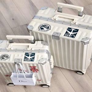 알루미늄 프레임 여행가방, 세련되고 다기능적인 여행용 캐리어, 저소음 유니버설 휠, 컵홀더, 손잡이, 남녀 학생용