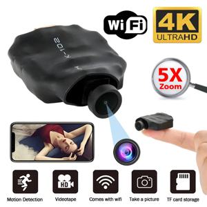 4K HD 미니 카메라 무선 WIFI 카메라는 5X 줌, 동작 감지, 원격 보기, 120을 지원합니다. °   라이브 스트리밍 보모 DIY 카메라