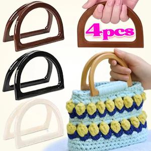 1-4pcs D 모양 가방 핸들 DIY 수지 교체 핸드백 원사 뜨개질 핸들 지갑 토트 백 스트랩 가방 액세서리 도매