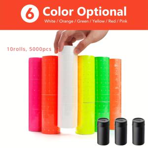 10 롤 5000pcs Mx-5500 흰색 가격 마크 스티커, 슈퍼 스티커 라벨 용지 라벨 (여러 색상) 용 가격 라벨