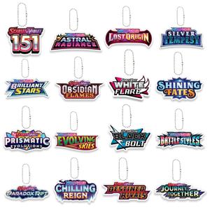 애니메이션 만화 PTCG 로고 풀 시리즈 카드 아크릴 키체인 휴대폰 펜던트 참 패션 자동차 키링 장식품 선물