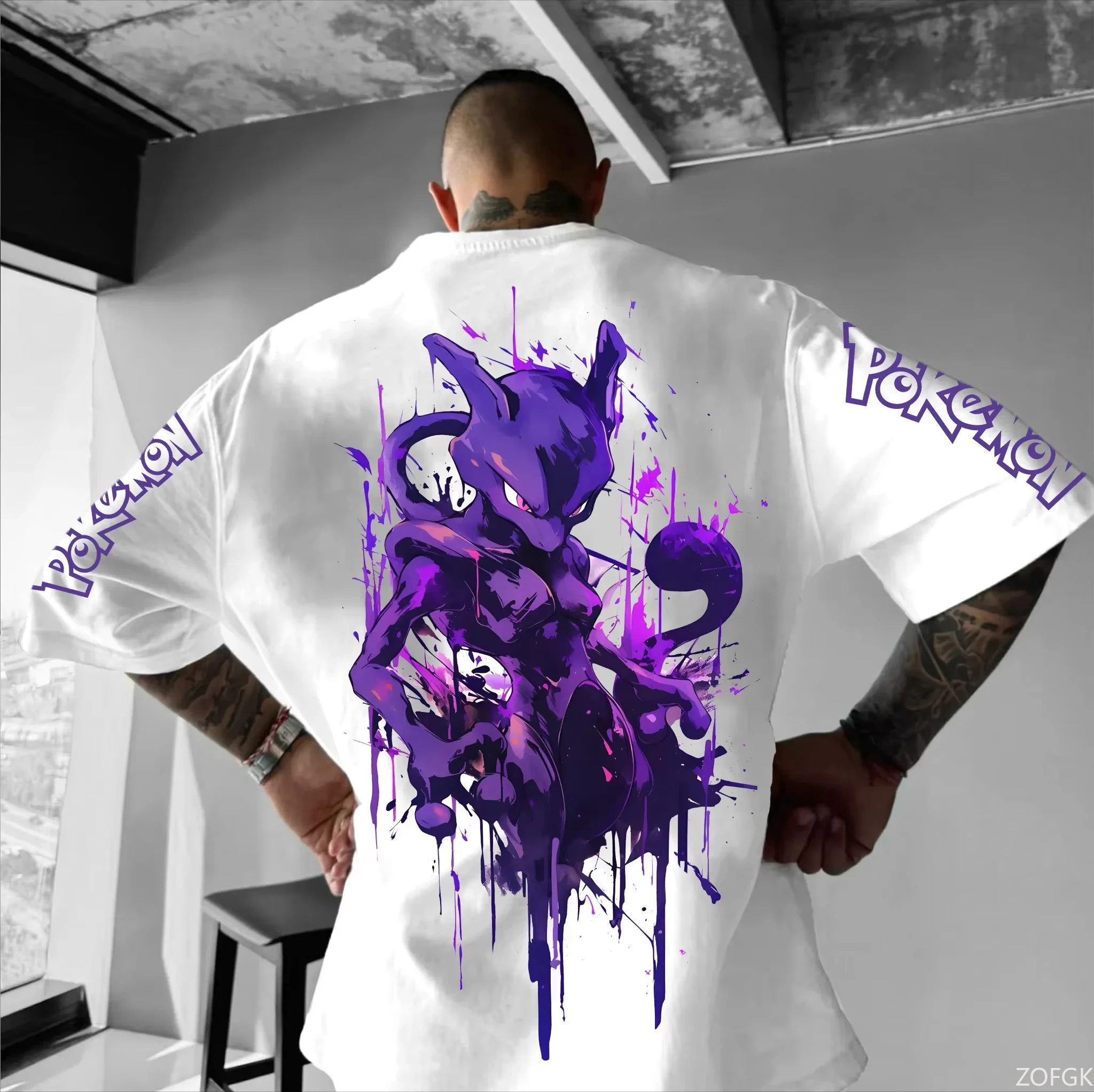 Anime Pokemon Print 오버 사이즈 남성 T 셔츠 여름 Y2k 의류 여성 반팔 티 코튼 캐주얼 탑 힙합 streetwear