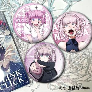 58mm 애니메이션 ‌ 밤의 부름 ‌   Yofukashi no Uta Nanakusa Nazuna 코스프레 의상 배지 핀 SPTE Tinplate 브로치 소품 Xmas Gilf