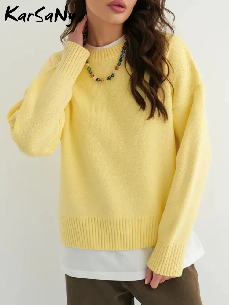 가을 크롭 스웨터 여성 블랙 풀오버 루즈 기본 니트 탑 따뜻한 여성용 스웨터 특대 점퍼 O 넥 짧은 스웨터