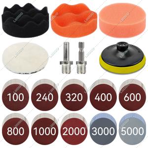 3/4/5/6인치 자동차 디테일링 광택 버핑 스펀지 울 패드 헤드라이트 복원 샌딩 왁싱 청소 세척용 사포