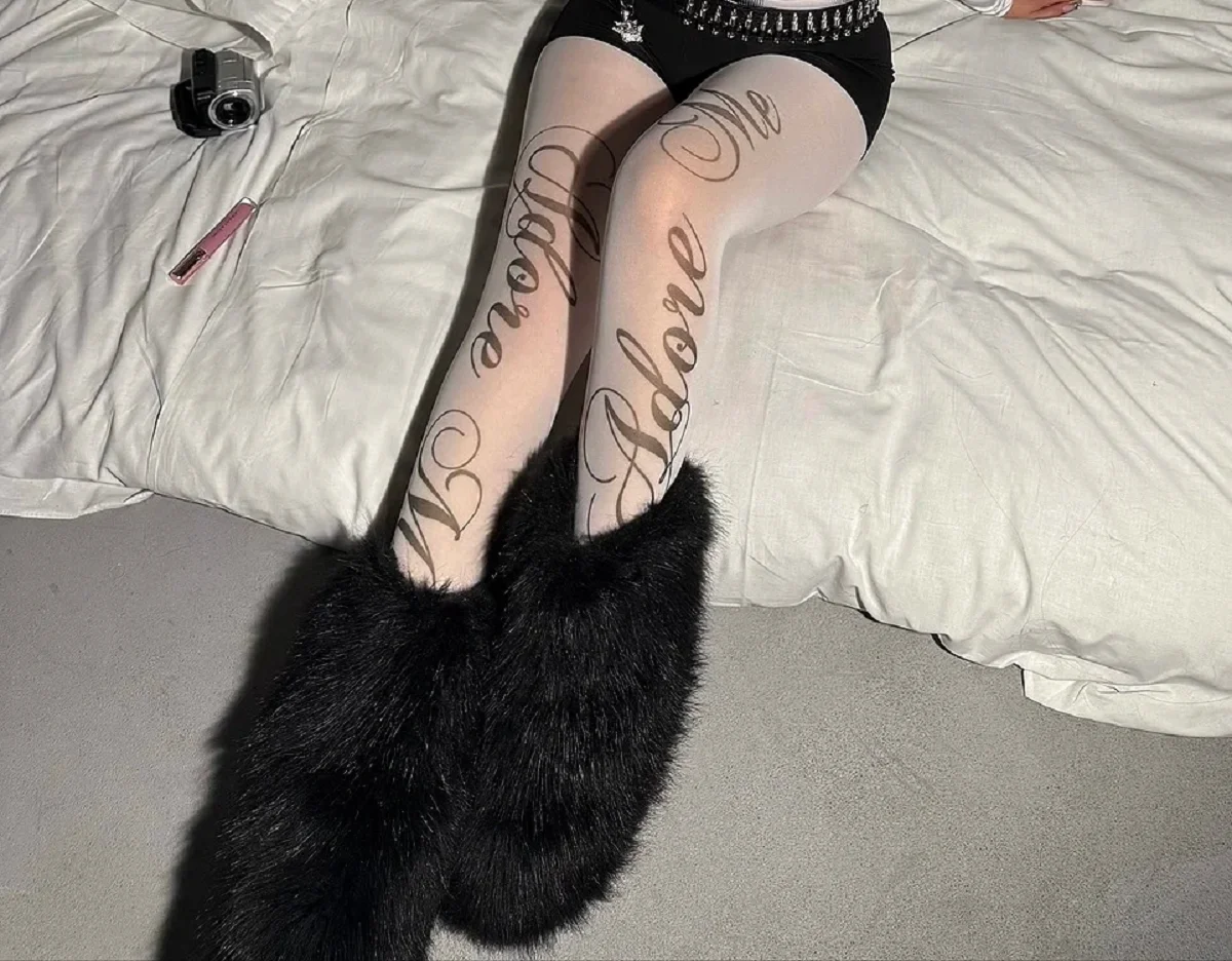 2000년대 클래식 Y2K 스타일 귀여운 프린트 점프수트 여성용 일본풍 스윗 카와이 슬림 삭스 로리타 허벅지까지 오는 양말 에모 걸스