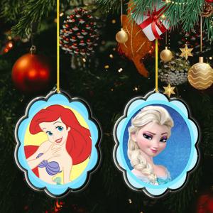 디즈니 프린세스 크리스마스 트리 장식 겨울왕국 8cm 아크릴 펜던트 침실 창문 장식 펜던트 휴일 선물