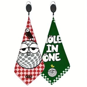 2개입 신제품 고품질 골프 타월 패셔너블한 양면 프린트 텔레스코픽 훅 빠른 건조 초흡수성 부드러운 빠른 건조