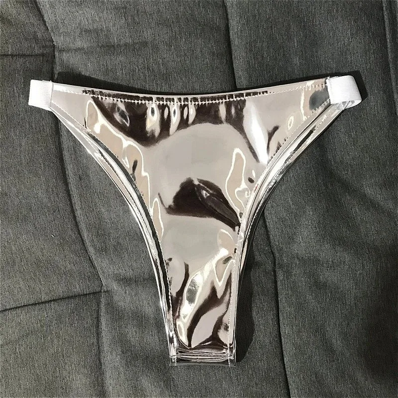 반짝이는 여성용 섹시 마이크로 쇼츠 나이트클럽 슬림 페이턴트 가죽 광택 미니 팬티 무대 공연용 로우라이즈
