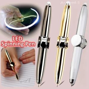 LED 회전 펜 불안 해소 스트레스 해소 자이로 메탈 볼펜 사무실 학교 용품 필기구 장난감 어린이 및 성인용