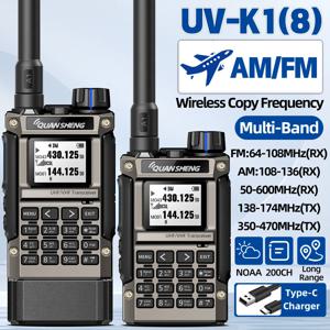 Quansheng UV-K1(8) 워키토키 AM/FM 멀티밴드 무선 주파수 복사 장거리 타입-C 충전기 캠핑용 UVK5 K6 햄 라디오
