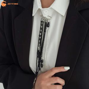 과장된 모조 크리스탈 태슬 체인 브로치 의류 타이 핀 비즈 고정 장식 연회 파티 쥬얼리 액세서리 선물