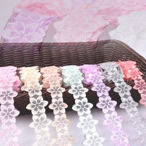 싱글 레이어 자수 오간자 꽃잎 6 개, 작은 꽃 레이스 원단, DIY 목걸이 드레스 스커트, 머리 장식 바느질 액세서리