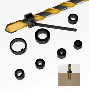 9Pcs 3-16mm 드릴 깊이 스톱 비트 칼라 세트 조정 가능한 포지셔너 리미트 링 스토퍼 세트 나사 목공 도구