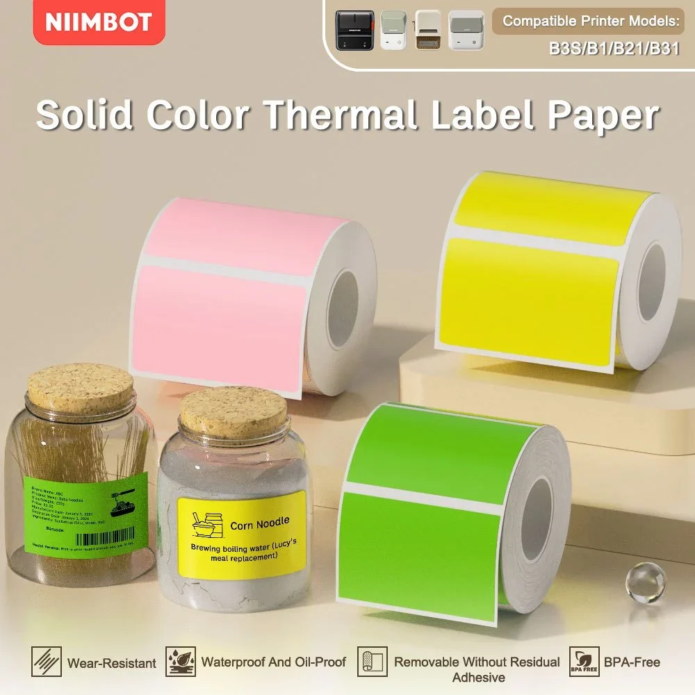 NIIMBOT B21/B203/B3S 라벨 기계 인쇄 용지 자체 접착 라벨 방수 내유성 찢어짐 방지 라벨