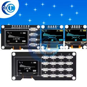 제품 0.96 인치 OLED IIC 흰색/노란색 파란색/파란색 12864 OLED 디스플레이, Arduino 용 4x4 키 I2C SSD1315 LCD 스크린 보드