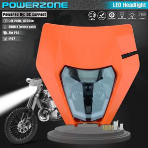 오토바이 헤드 라이트 LED Enduro KTM EXC XC SX MX XC 125 250 300 450 Universal Supermoto 먼지 자전거 모토 크로스 헤드 라이트 플레이트