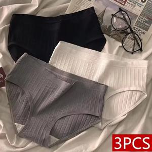 3 개/대 스포츠 스타일 코튼 여성 팬티 소녀 속옷 통기성 중반 허리 반바지 섹시한 란제리 플러스 사이즈 솔리드 팬티