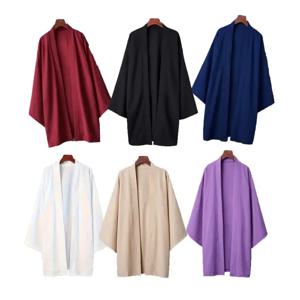 여름 남성 검은 가운 사무라이 의류 솔리드 컬러 느슨한 아시아 전통 의상 해변 일본 기모노 망토 선 스크린 코트