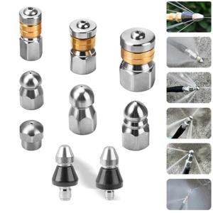 1/8 1/4 3/8 고압 하수구 제트기 압력 배수 제트기 화장실 용 호스 노즐 산업용 파이프 라인 주방 하수구 5000 PSI