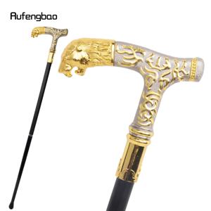 황금 흰색 사자 손잡이 럭셔리 워킹 스틱 파티 패션 우아한 워킹 스틱 장식 Cospaly 지팡이 손잡이 Crosier 89cm