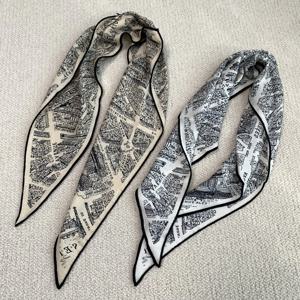 파리 지도 다이아몬드 실크 울 스카프 다용도 스타일리시 여성용 실크 울 스카프 로맨틱 기하학 패턴 벨벳 패브릭 스카프