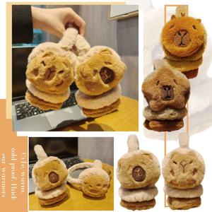 귀여운 Capybara 귀 따뜻한 귀마개 만화 부드러운 Capybara Earflap 플러시 겨울 Earflaps 부동액 및 내한성 귀마개 따뜻한 귀
