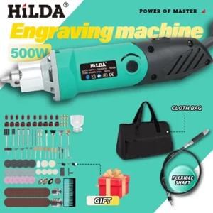 HILDA 500W 녹색 조각사 전기 드릴 6 위치 가변 속도 고전력 목공 로타리 도구 세트 그라인더 연마