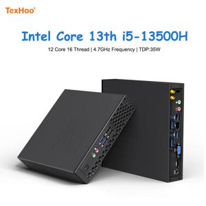 TexHoo 미니 PC 게임용 컴퓨터 Intel Core 13th i5 13500H 12450H AMD R7 5800H 6600H ITX Windows 11 Pro 장치 DDR4 NVMe WiFi
