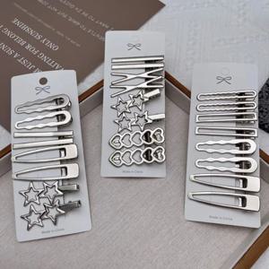 여성을위한 8pcs 금속 Y2K 헤어 클립 절묘한 Duckbill 클립 소녀 헤어핀 사이드 Bangs Barrettes 헤어 클립 소녀 헤어 액세서리
