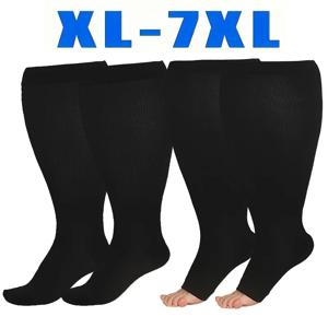 넓은 종아리 무릎 길이 통기성 Xl 2xl 3xl 4xl 5xl 6xl 7xl을 가진 남성과 여성을 위한 초대형 압축 양말 1쌍