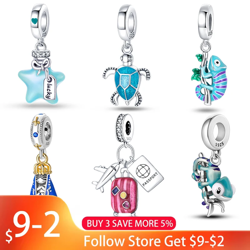 925 스털링 실버 카멜레온 빛나는 반딧불 나비 매력 비즈 맞는 Qikaola 925 원래 팔찌 파인 DIY 쥬얼리 만들기