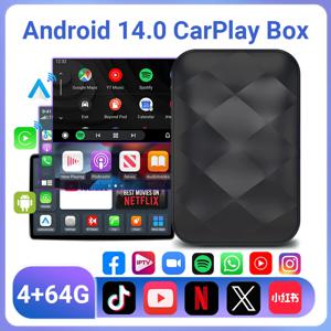 3IN1 Android14 무선 Carplay 안드로이드 자동 2025 NewAdapter 업그레이드 플러그 앤 플레이 Youtube Netflix 동글 무선 자동차 AI TV BOX