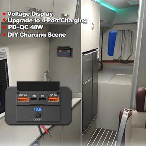 2-4포트 12V RV USB 콘센트 108W 듀얼 USB C 36W 및 듀얼 QC 3.0 18W 포트 차량용 충전기 소켓 액세서리 (자동차, 버스, RV, 트럭용)