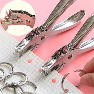 금속 3/6mm 원형 구멍 단일 구멍 휴대용 펀칭기, A4 용지 8매 펀칭 가능 - 펀치 도구