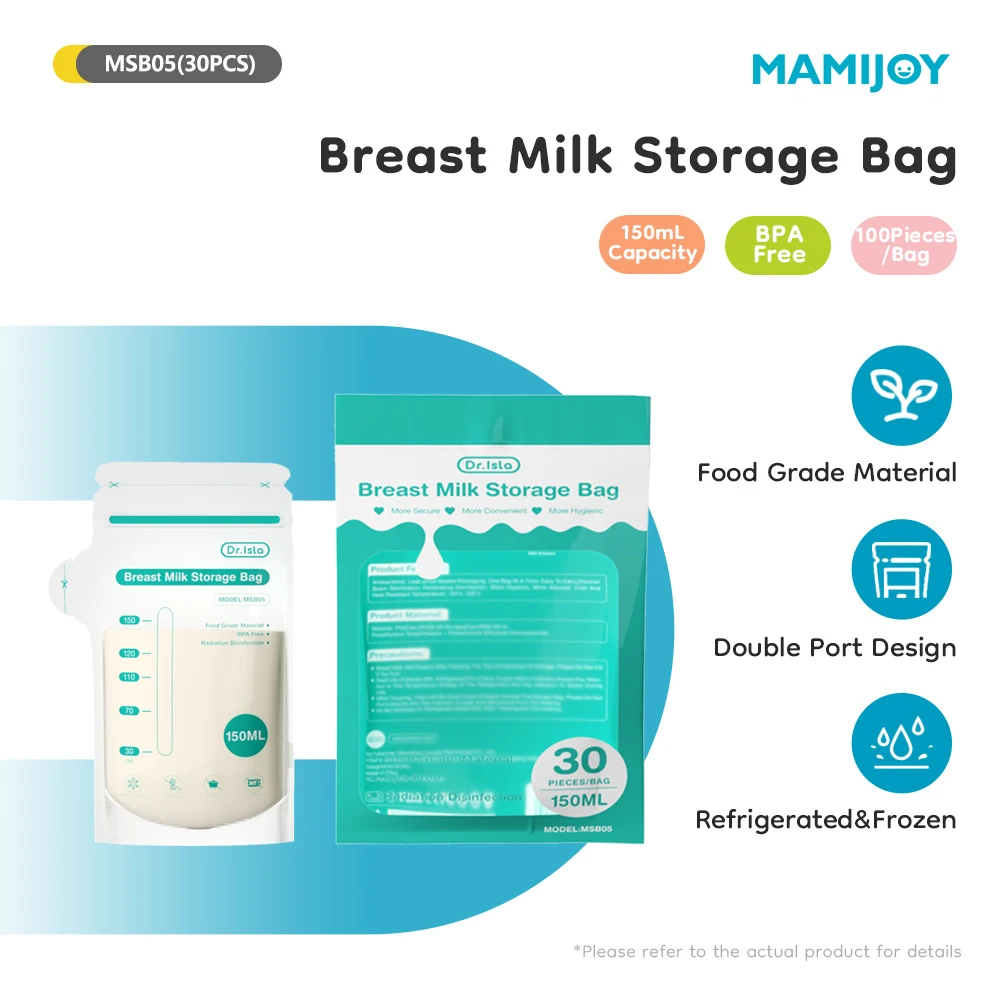 MAMIJOY 30개 150ML 모유 저장백 일회용 소용량 냉동 모유 저장백 BPA 프리 안전한 수유백 MSB05